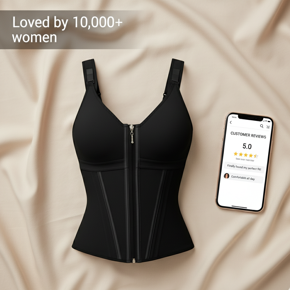 SnachFIT AirMesh™ Double-Layer Tummy Control Waist Shaper Faja with Bra, Tummy & CoreAlign™ Posture Support (V2)